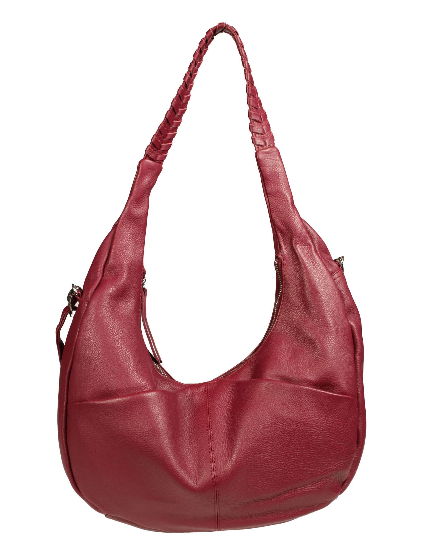 Soft Italian Half Moon Hobo with Whipstitch Handle