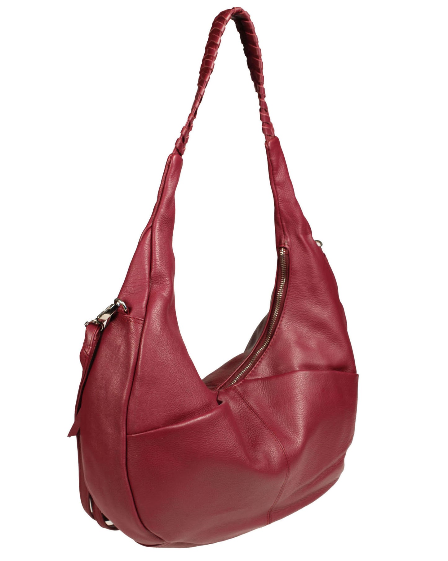 Soft Italian Half Moon Hobo with Whipstitch Handle