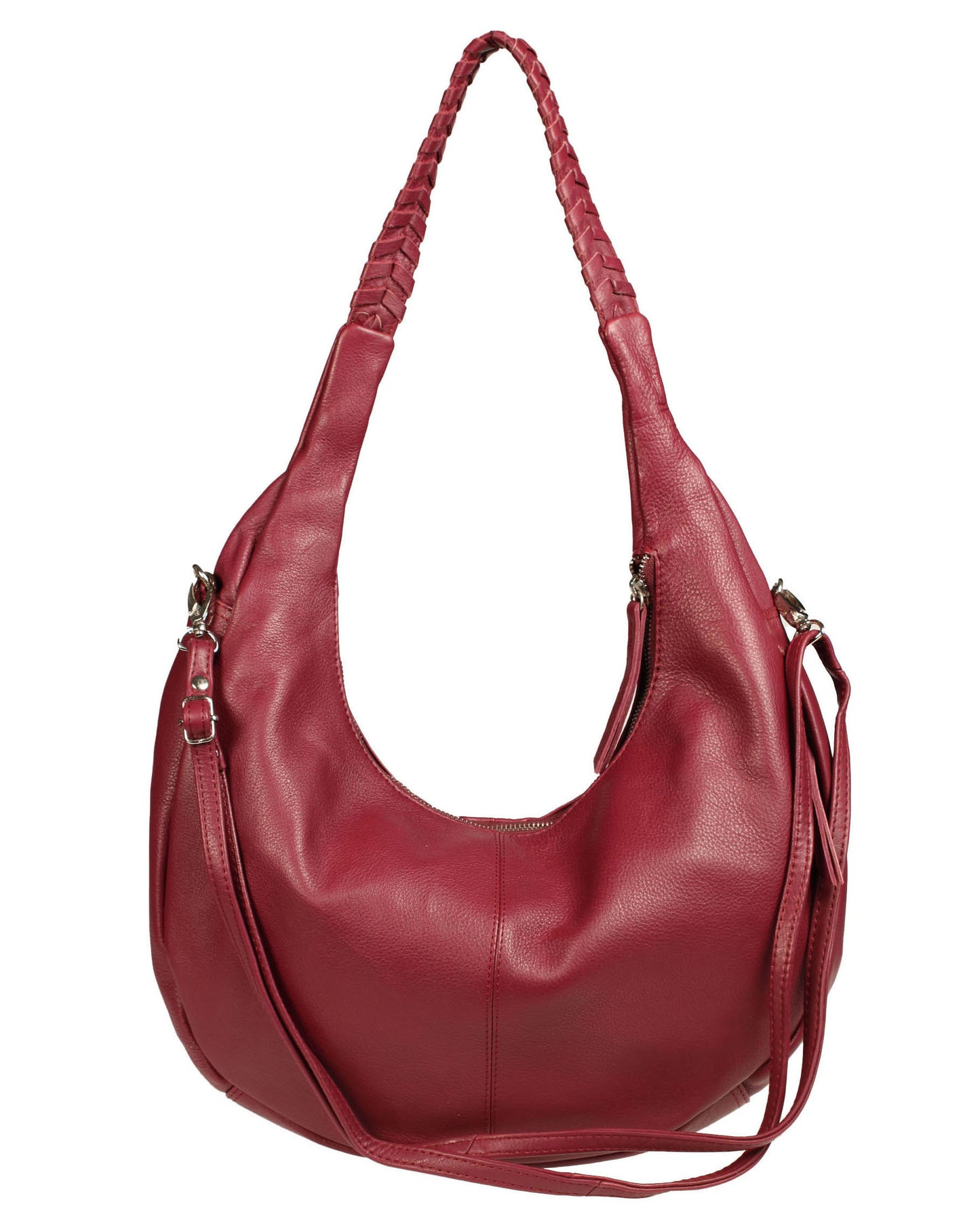 Soft Italian Half Moon Hobo with Whipstitch Handle