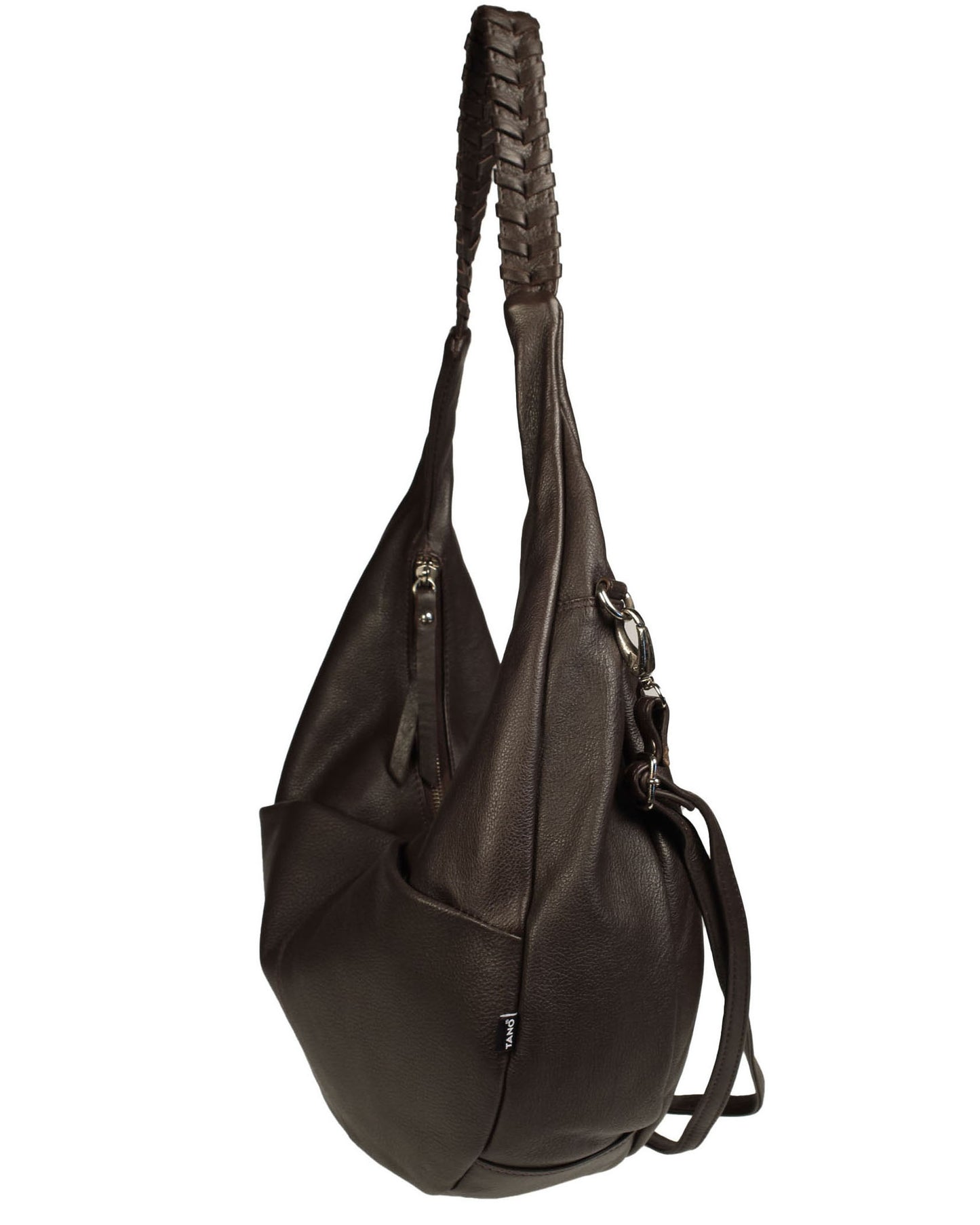 Soft Italian Half Moon Hobo with Whipstitch Handle