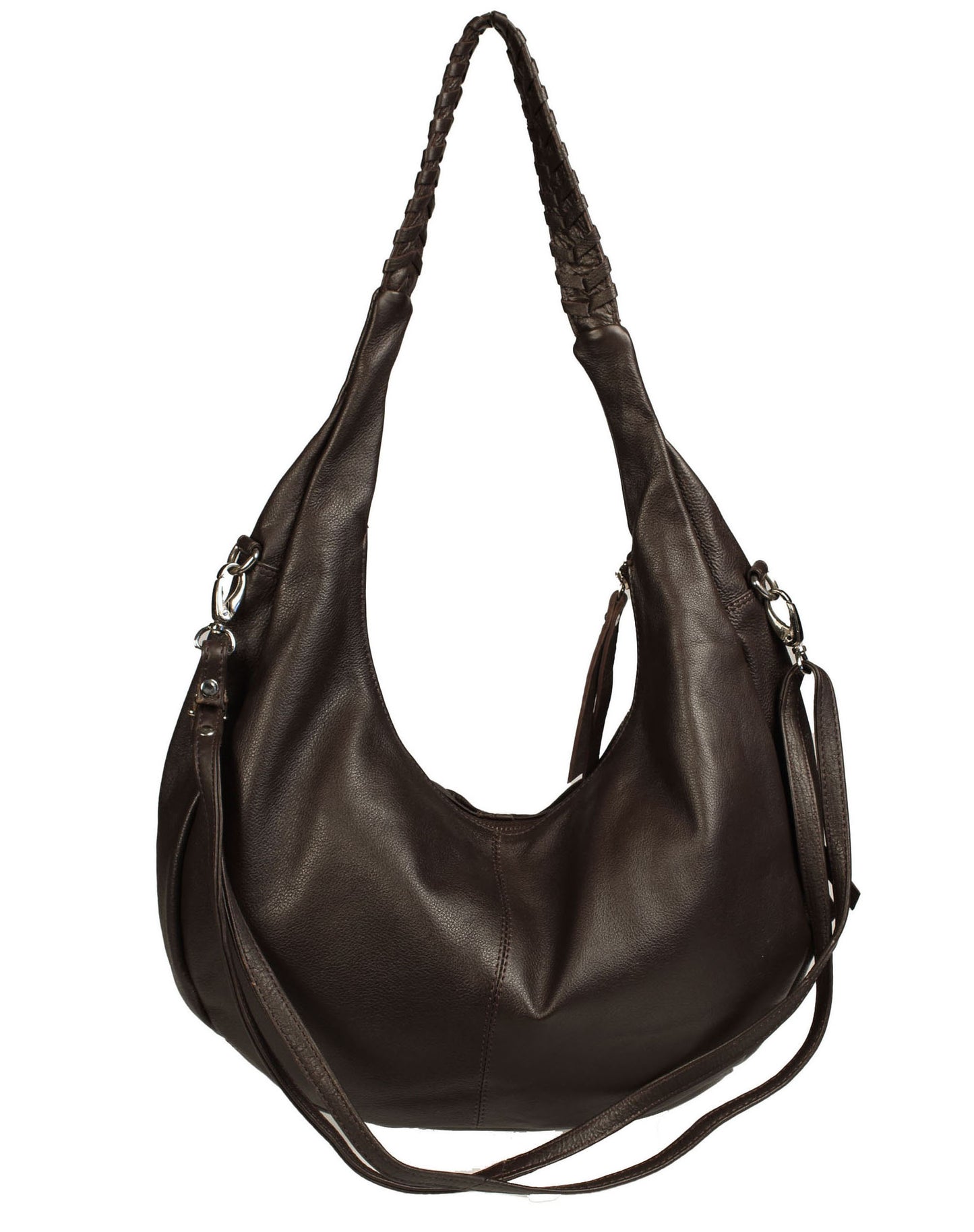 Soft Italian Half Moon Hobo with Whipstitch Handle