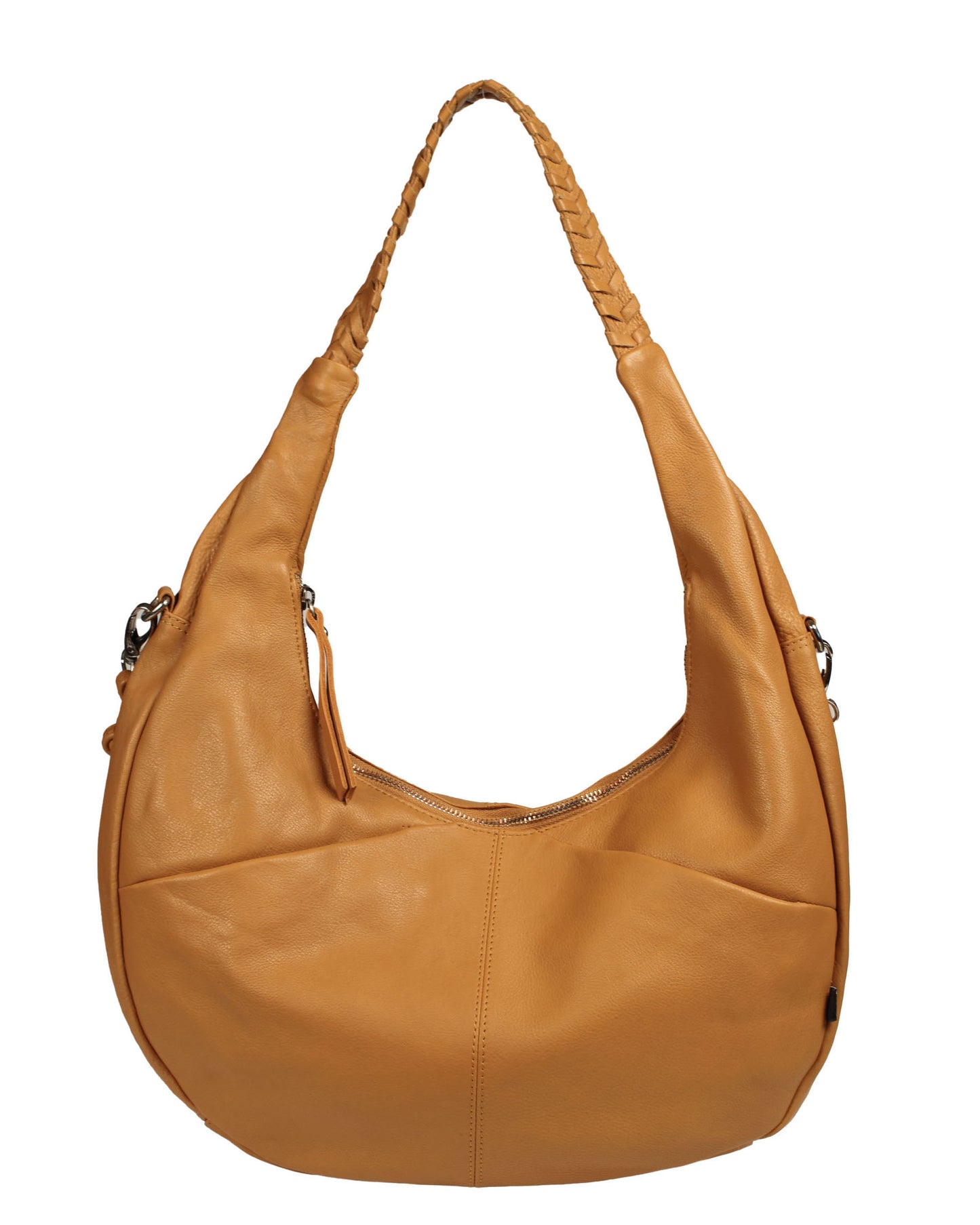 Soft Italian Half Moon Hobo with Whipstitch Handle