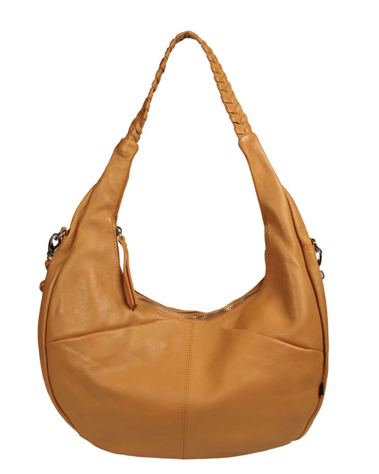 Soft Italian Half Moon Hobo with Whipstitch Handle