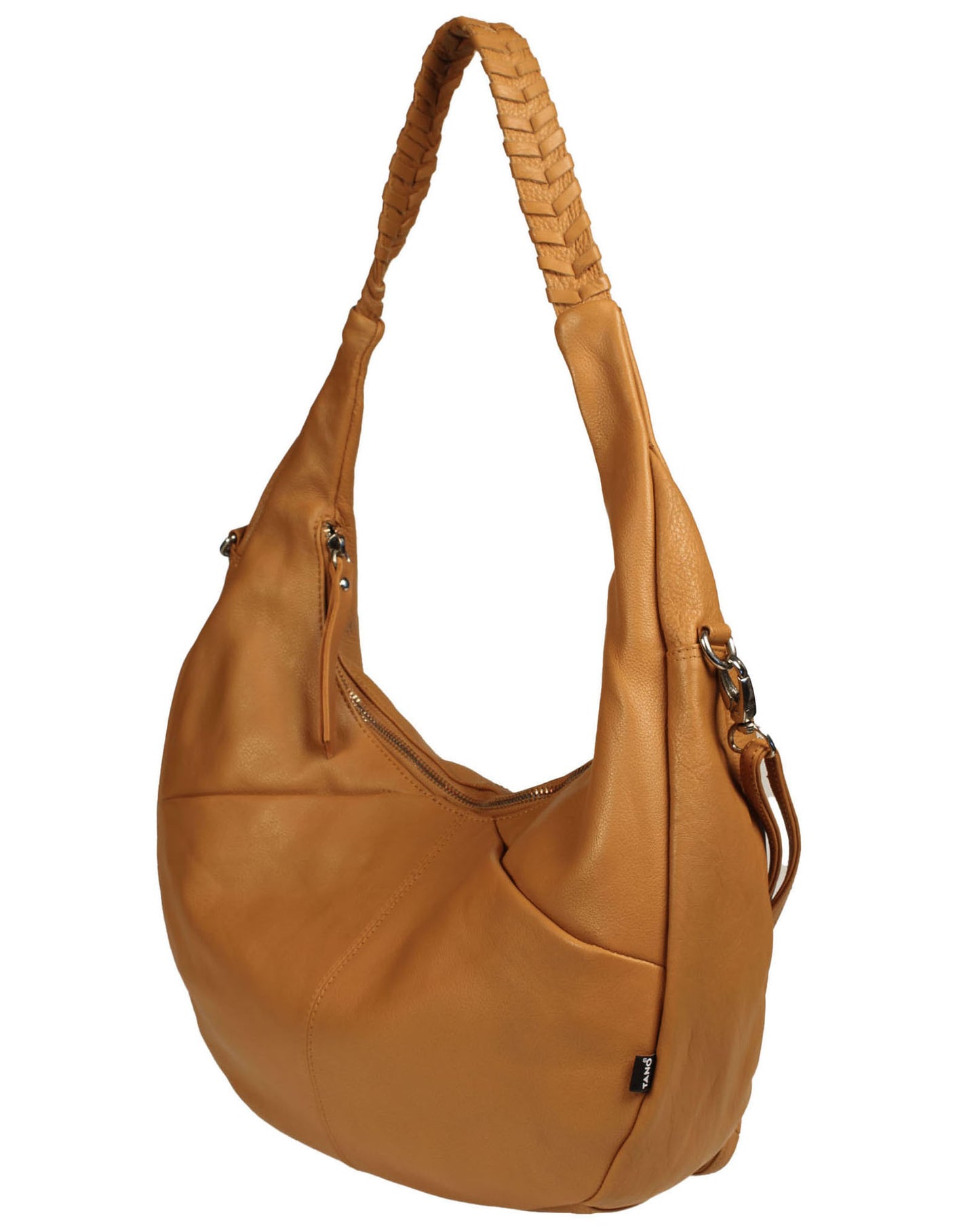 Soft Italian Half Moon Hobo with Whipstitch Handle