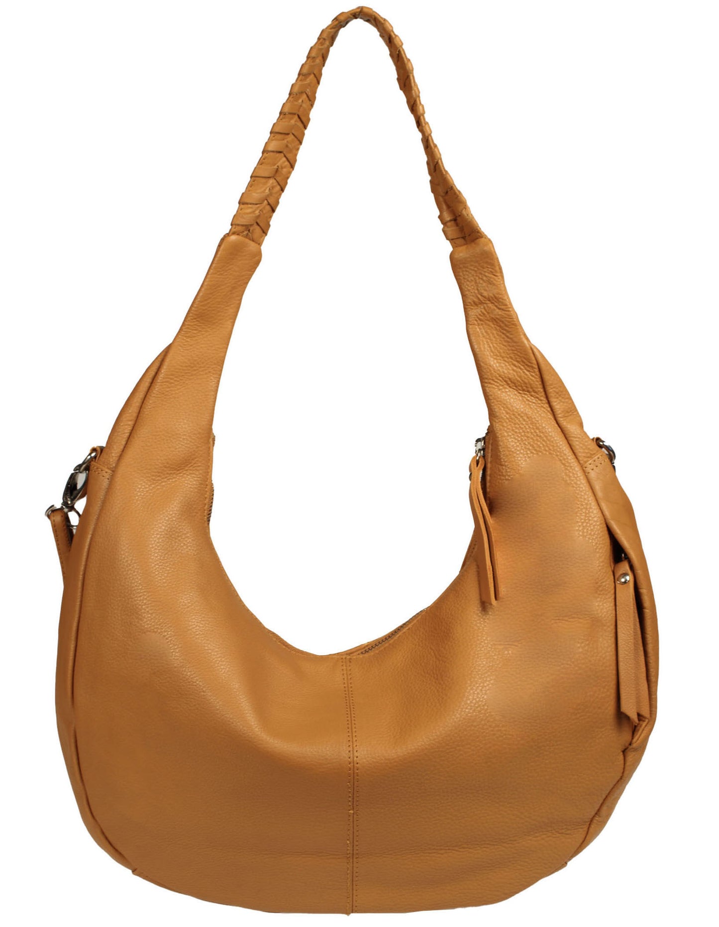 Soft Italian Half Moon Hobo with Whipstitch Handle