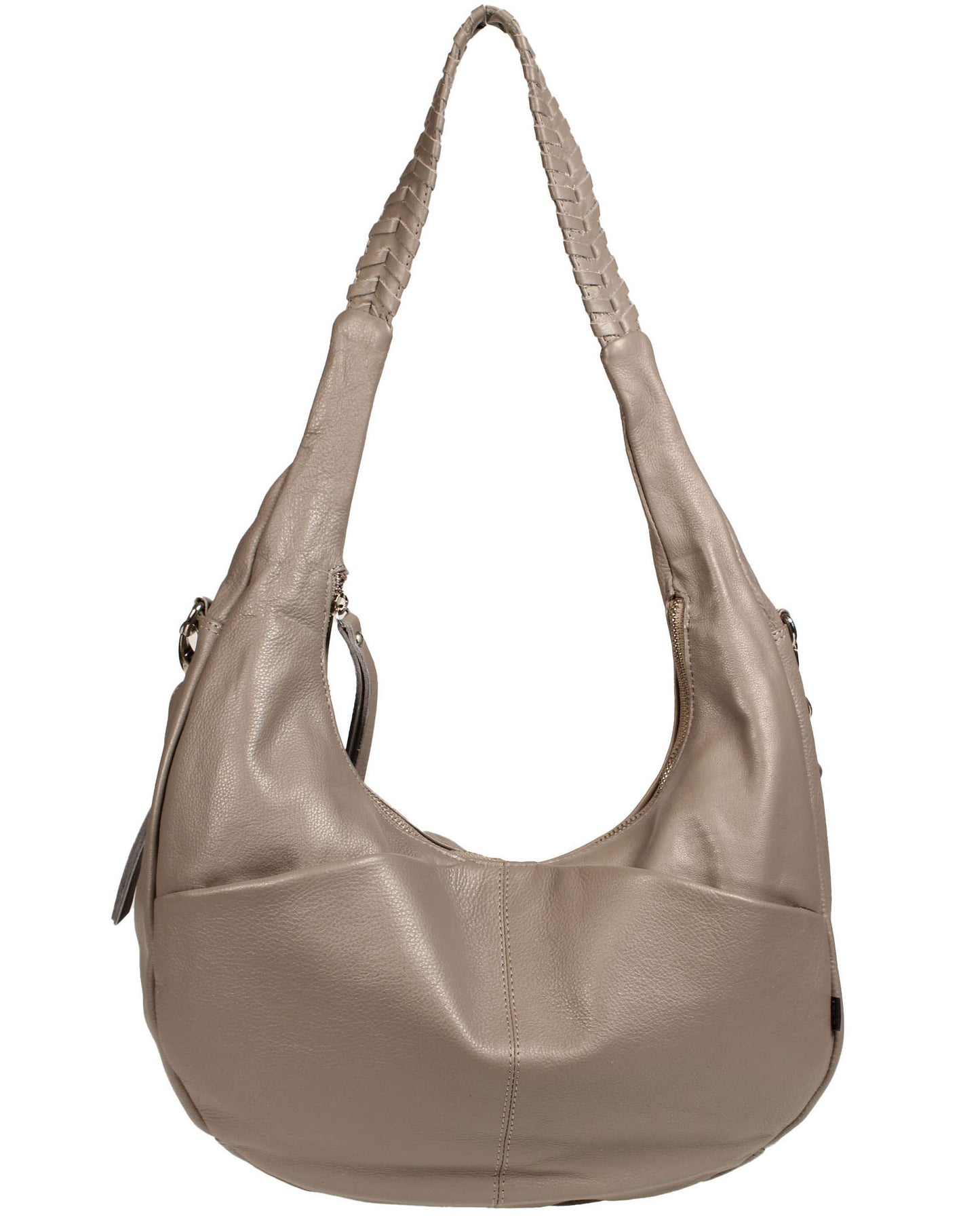 Soft Italian Half Moon Hobo with Whipstitch Handle
