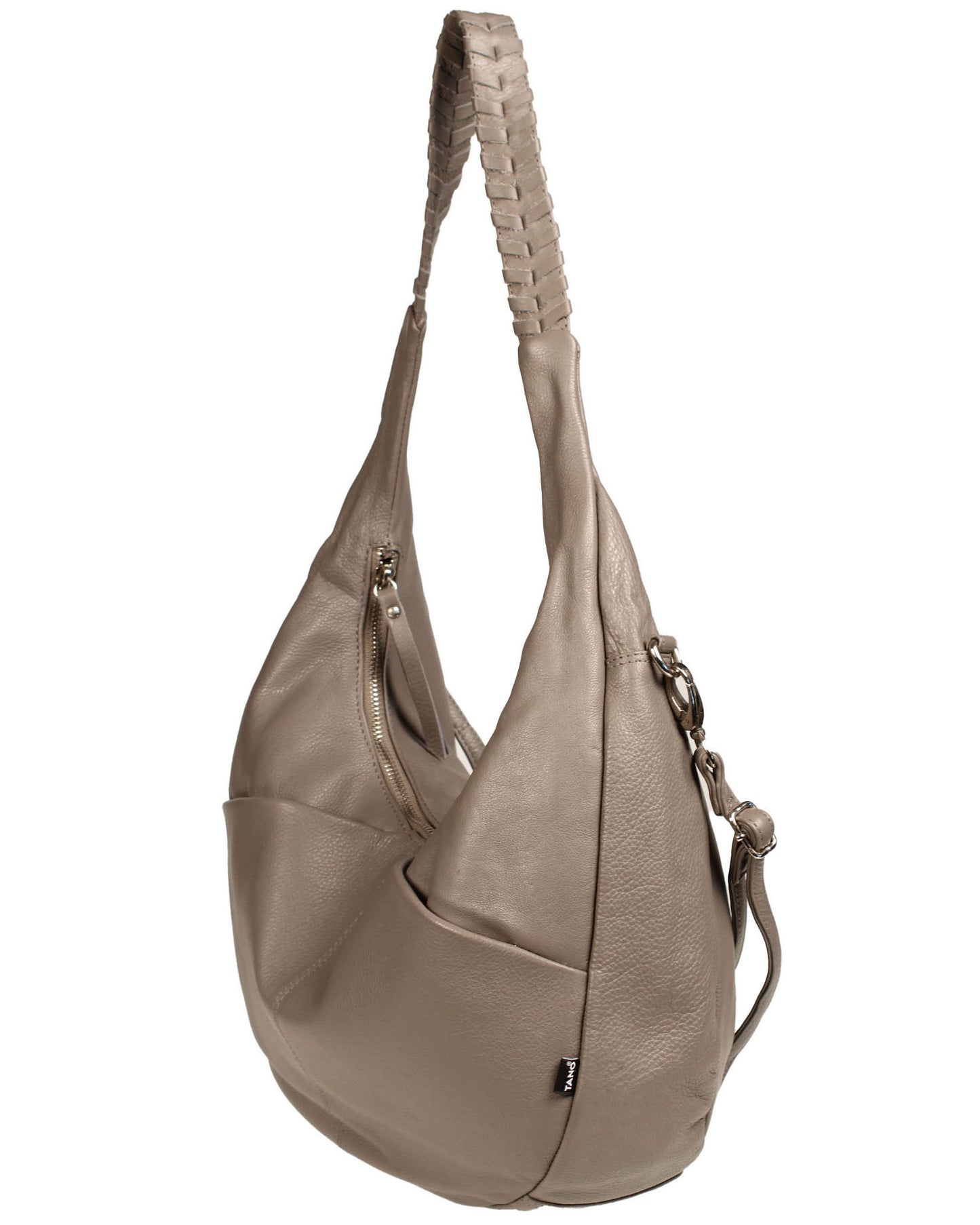 Soft Italian Half Moon Hobo with Whipstitch Handle