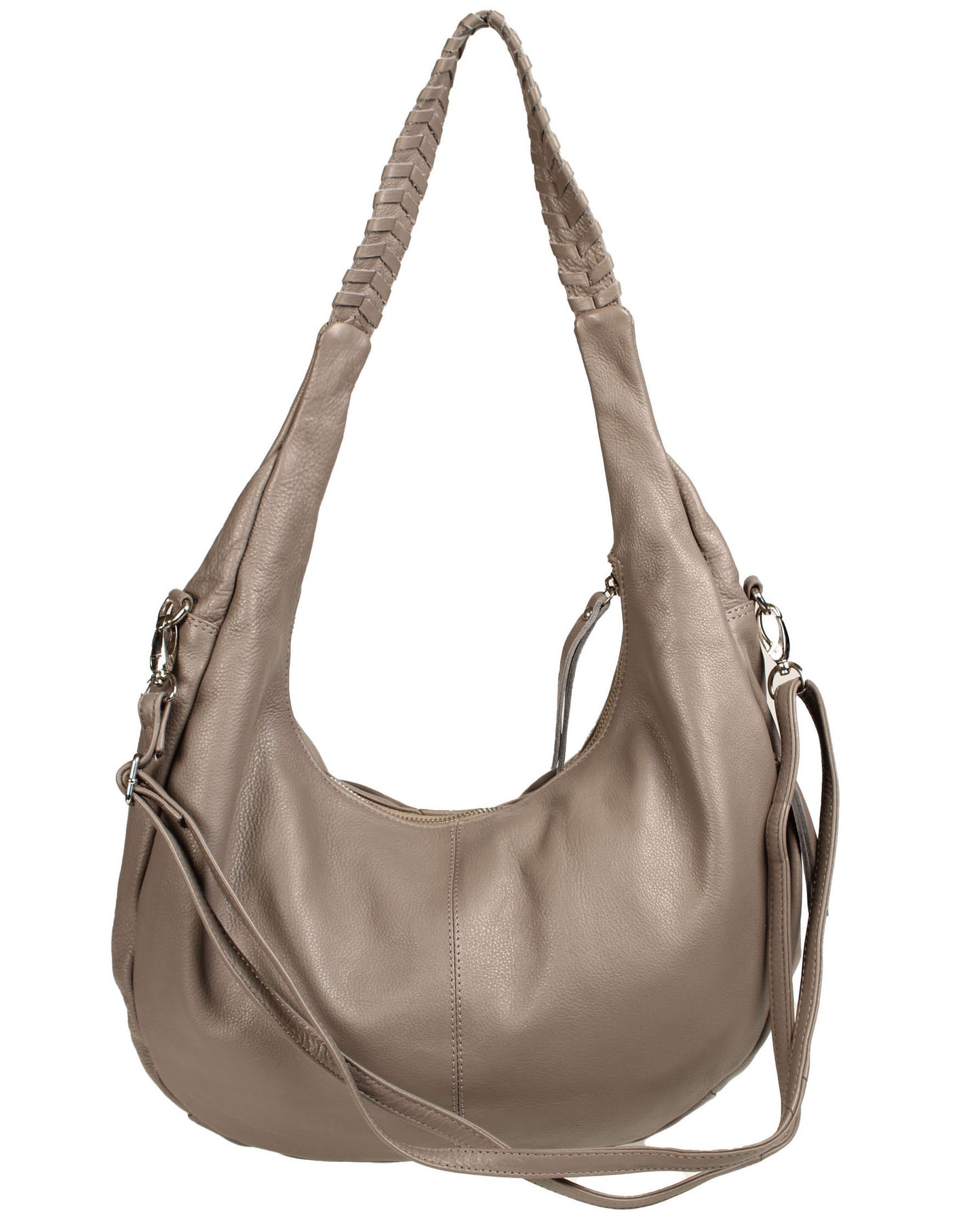 Soft Italian Half Moon Hobo with Whipstitch Handle