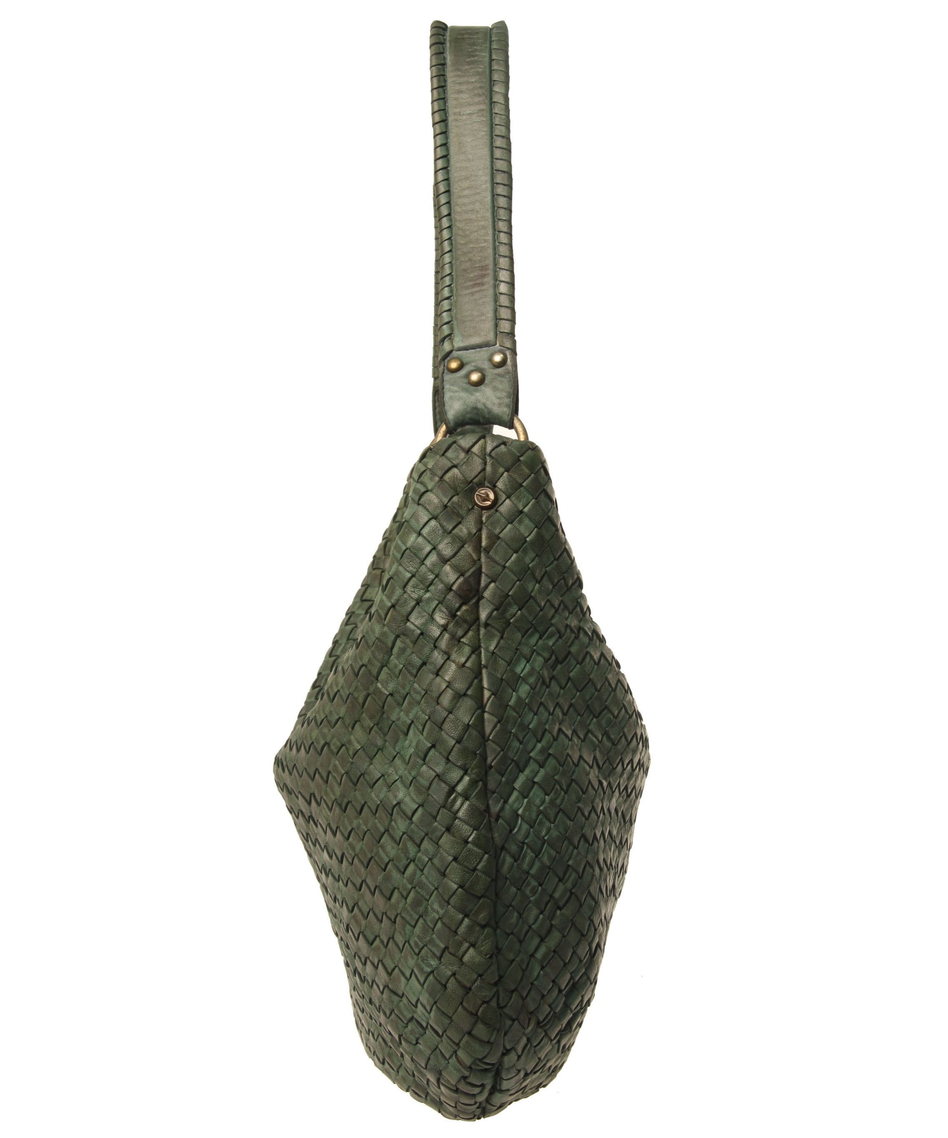 Rounded Woven Leather Hobo with Whipstitch Handle (9098841355)